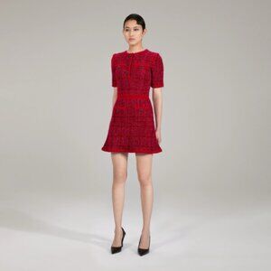 Self-Portrait Melange Knit Dress In Red